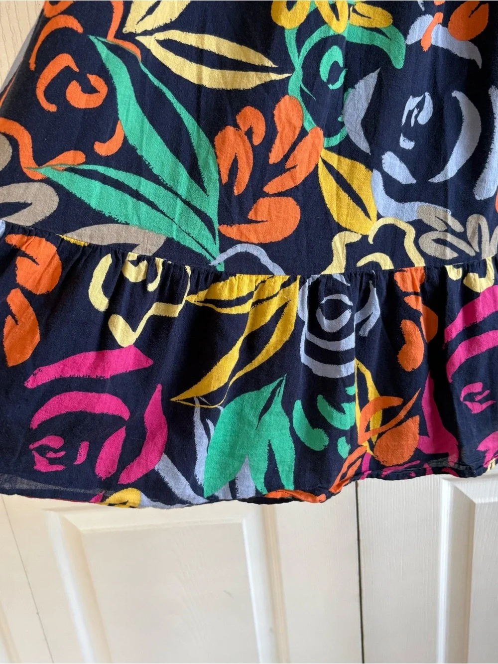 Gap Kids Strappy Floral Navy Tiered Midi Dress S Resort Cruise Coastal Colourful